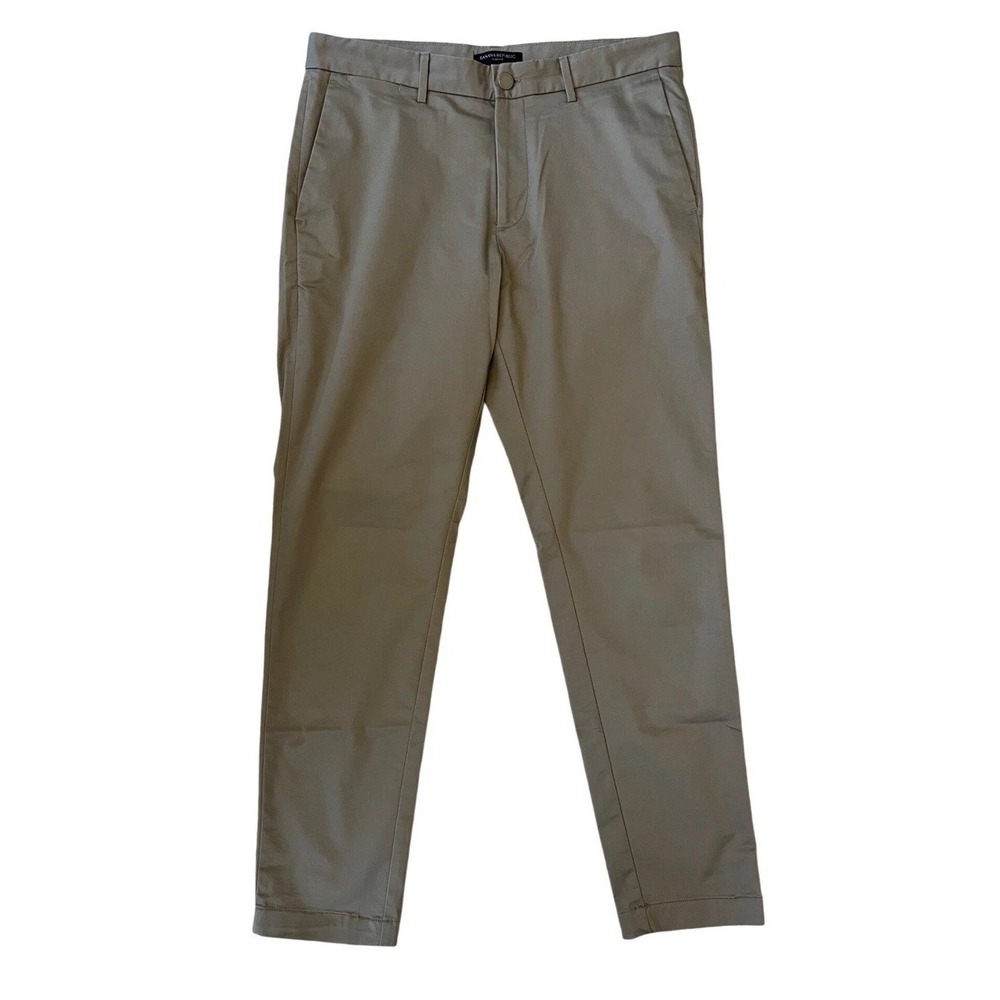 Banana Republic Slim‎ Fit Chino Pants Mens 33x32 Taupe Khaki Stretch Trousers